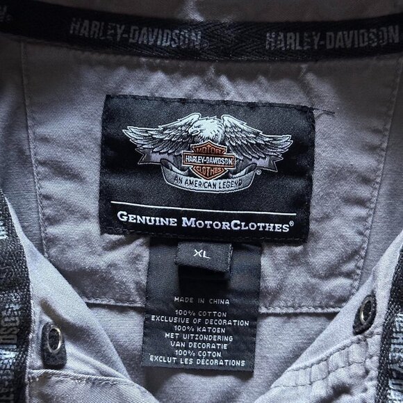 harley davidson grey biker button up shirt - Picture 6 of 6